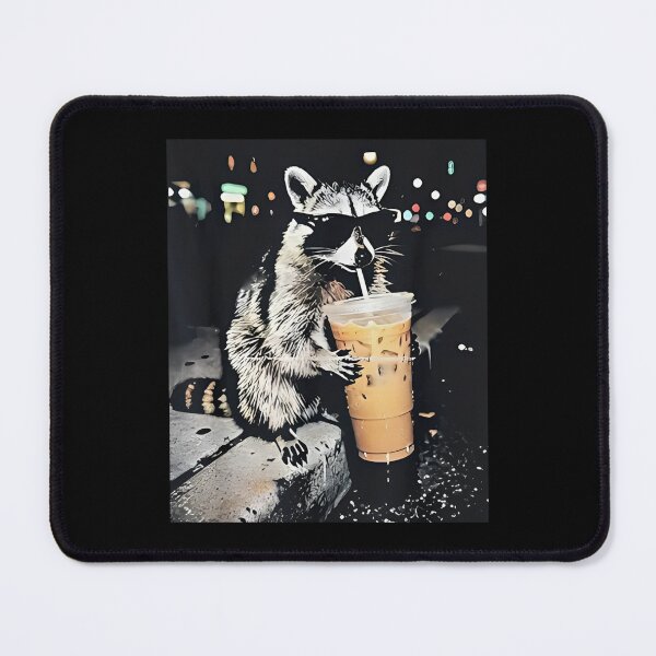 Item preview, Funny Raccoon Drinking iced Coffee unisex designed and sold by NonBuyingData.