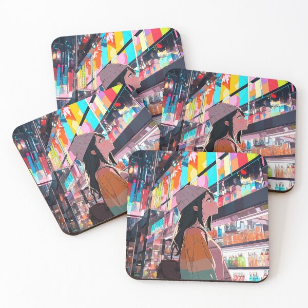 Item preview, “Night City Anime Girl – Illuminated Street Scene” designed and sold by PrintsGateWay.