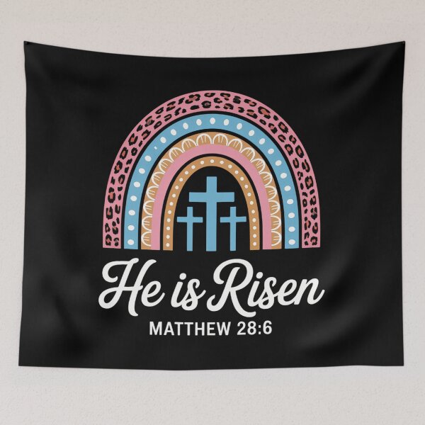 Item preview, He Is Risen Rainbow Leopard Happy Easter Day Christian Jesus designed and sold by HellD3vil-Art.