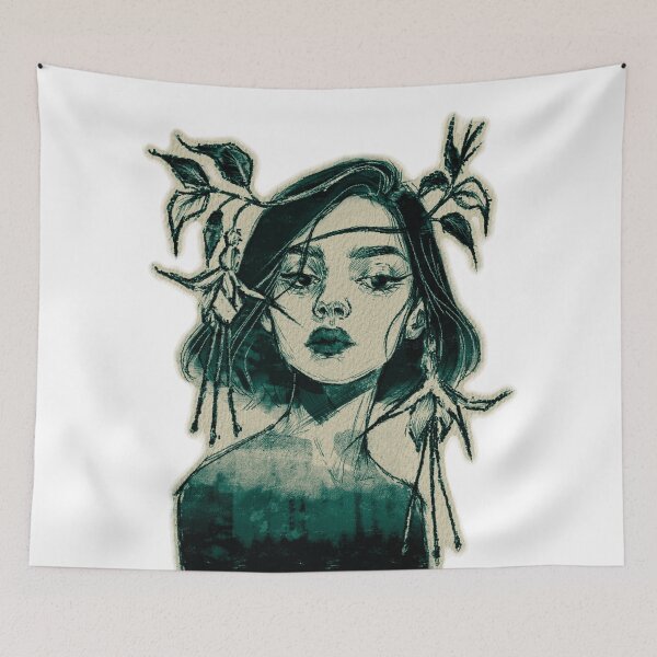 Item preview, FUCHSIA FLOWER CROWN WOMAN CHARCOAL BLUE designed and sold by melyverso.
