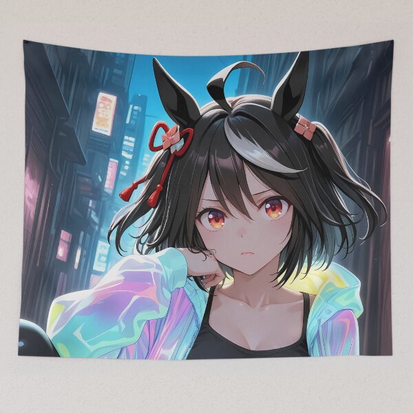 Item preview, Kitasan Black Uma Musume Neon City Alley Mood designed and sold by TanglenRabbit.