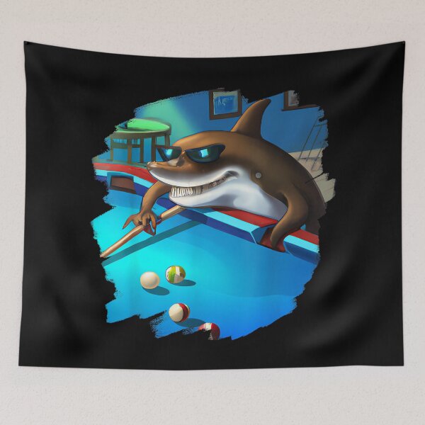 Item preview, Cool Shark Playing Pool Billiards in Lounge Funny Sharks designed and sold by RichardXRichard.