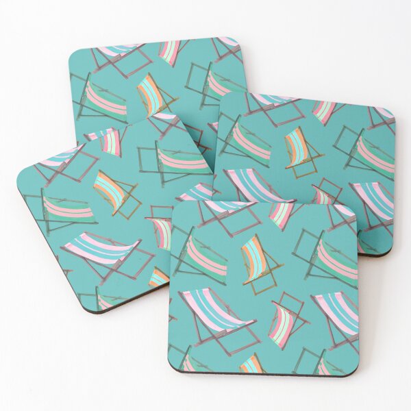 Item preview, Retro Beach Chairs on Turquoise  designed and sold by PD-Coastal.
