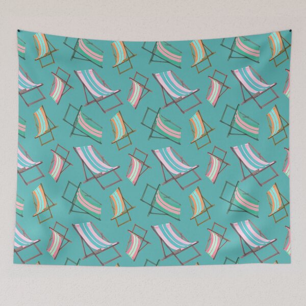 Item preview, Retro Beach Chairs on Turquoise  designed and sold by PD-Coastal.