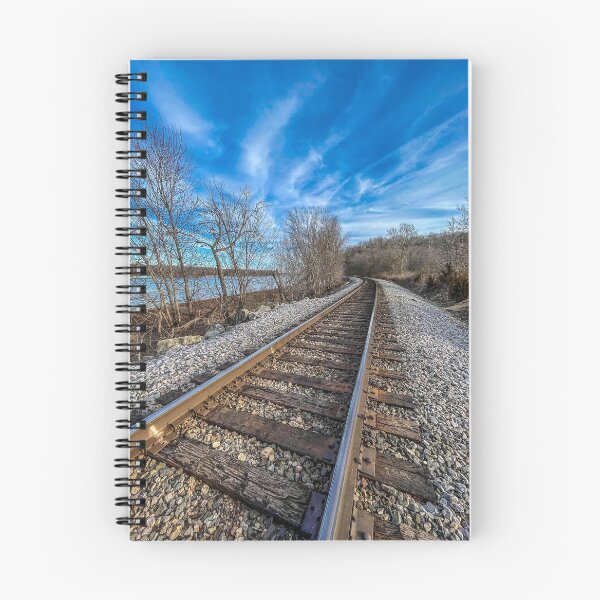 Item preview, Railroad Tracks by the Lake – Curving Path Landscape Photography designed and sold by aadventures.