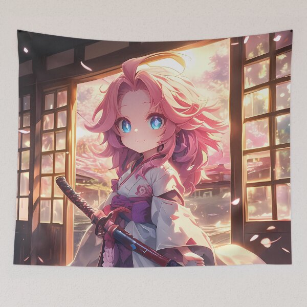 Item preview, Jibril No Game No Life Chibi Samurai Under Sakura Lanterns designed and sold by TanglenRabbit.