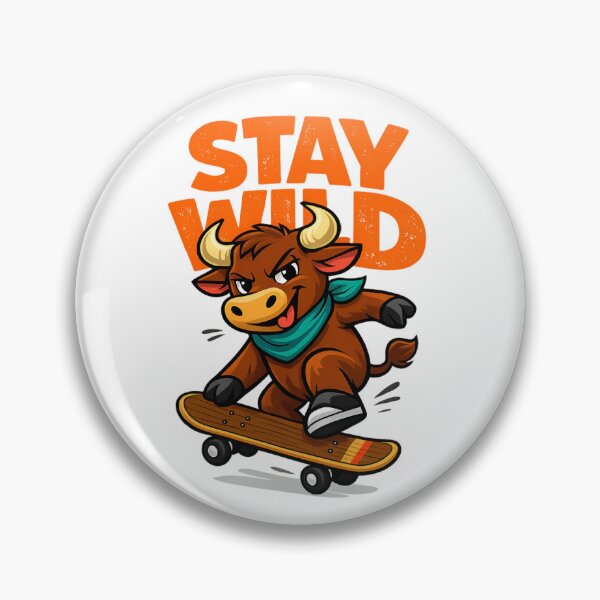 Item preview, Stay Wild Skateboarding Bull Funny Cartoon Animal Streetwear Design designed and sold by HobsS.