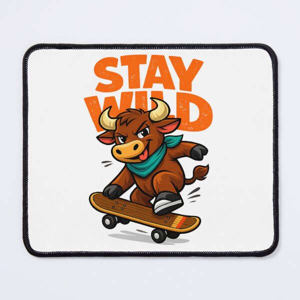 Item preview, Stay Wild Skateboarding Bull Funny Cartoon Animal Streetwear Design designed and sold by HobsS.