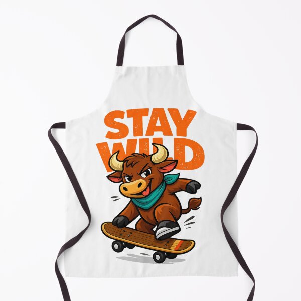Item preview, Stay Wild Skateboarding Bull Funny Cartoon Animal Streetwear Design designed and sold by HobsS.