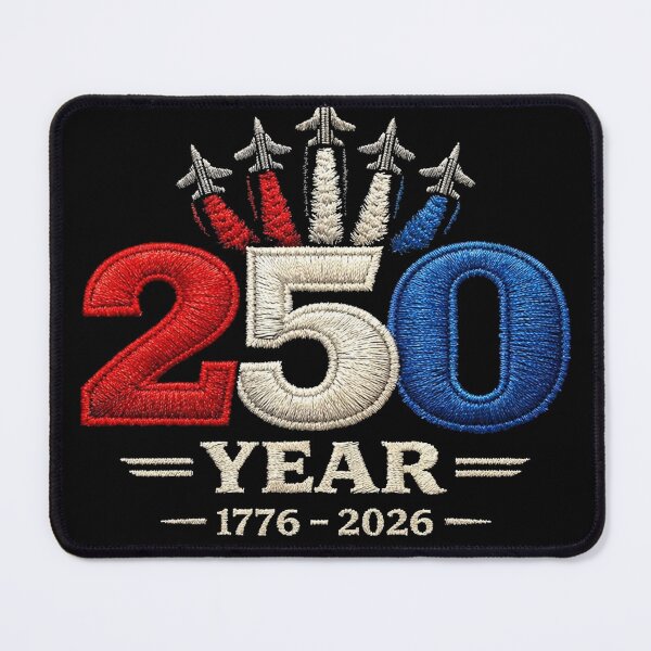 Item preview, 250 Years Anniversary Embroidery Style Patriotic Jet Fighter, USA Independence Day 177-2026 designed and sold by will freed18.