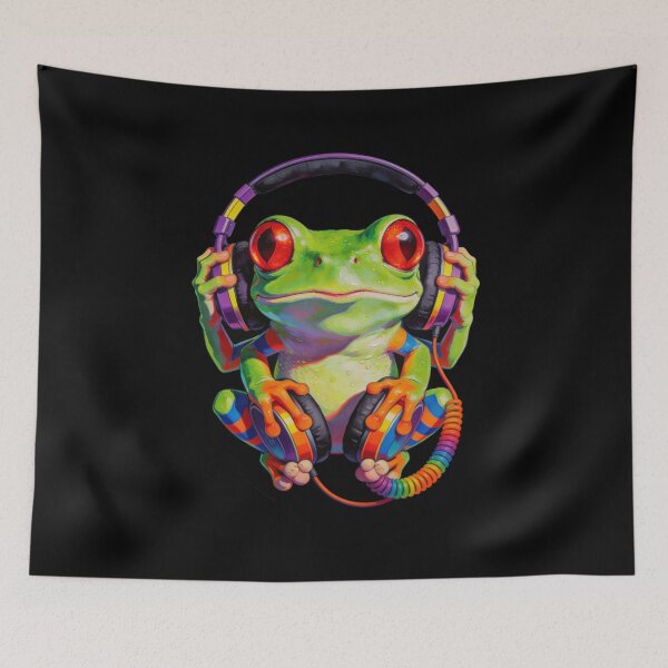 Item preview, DJ Frog Headphones Portrait — Music Lover Funny Gift designed and sold by Zippy Creation.