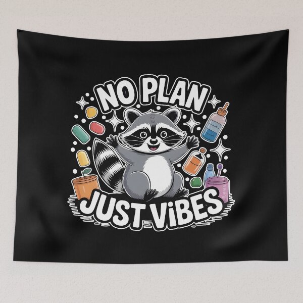 Item preview, Chaotic Raccoon No Plan Just Vibes Funny Aesthetic Raccoon Meme designed and sold by ImaginedSpace7.