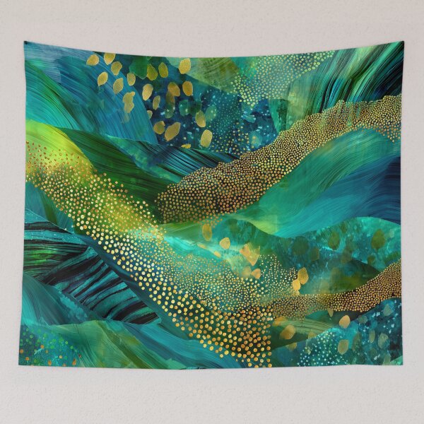 Item preview, Green, Blue And Golden Faux Animal Print Abstract  designed and sold by DEC02.