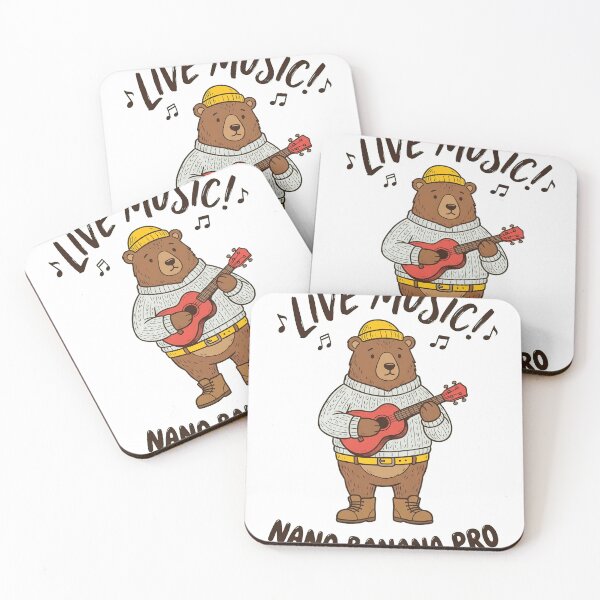 Item preview, LIVE MUSIC! NANO BANANA PRO The bear is playing the guitar in a funny way. designed and sold by OlyvieArt.