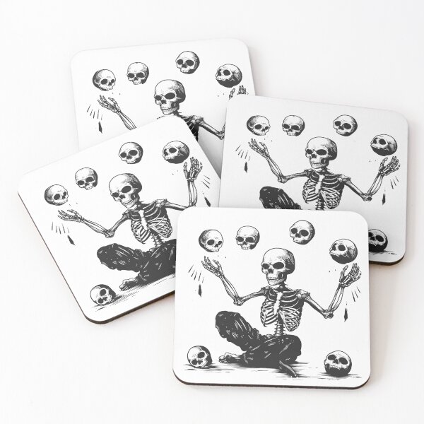 Item preview, Juggling Skeleton Skulls Gothic Dark Art Illustration designed and sold by inkoutninja.