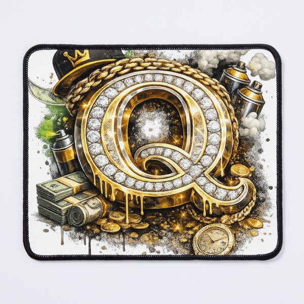 Item preview, Hip Hop Gold Diamond Letter Q Graffiti designed and sold by NOVR.