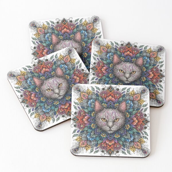 Artikelvorschau, Floral Mandala Art cat – Intricate Flower Mandala Design entworfen und verkauft von Anime9122.