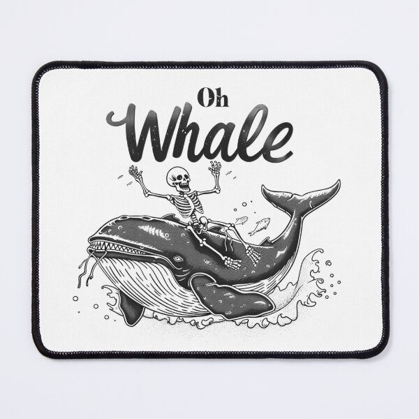 Item preview, Oh Whale Skeleton Riding Whale Funny Dark Humor Pun designed and sold by inkoutninja.