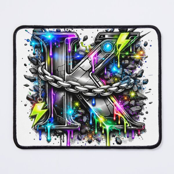 Item preview, Neon Graffiti Metal Letter K Chain Design designed and sold by NOVR.