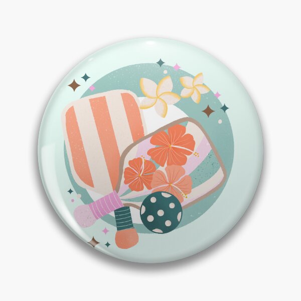 Item preview, Tropical Pickleball Paddles - Retro Bubble Badge designed and sold by Home Cyn Home.