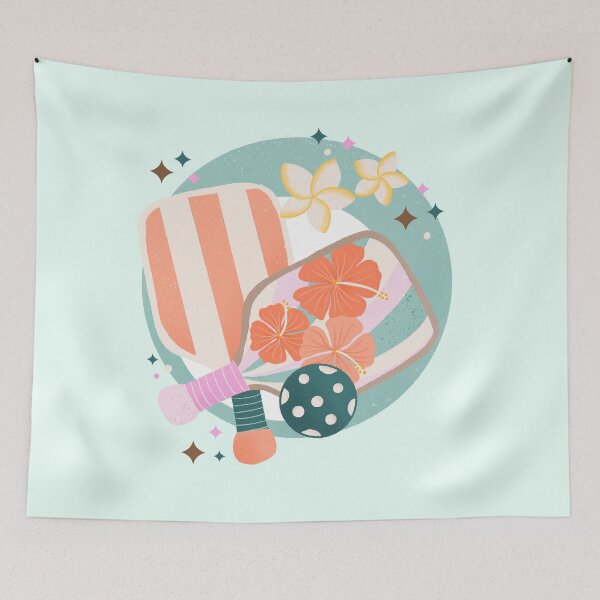 Item preview, Tropical Pickleball Paddles - Retro Bubble Badge designed and sold by Home Cyn Home.