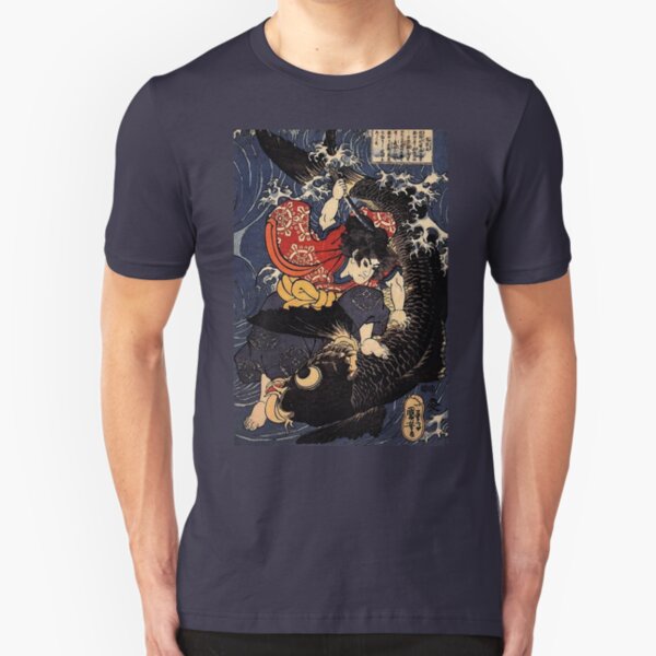 Japanese Art Giant Koi Battle Slim Fit T-Shirt