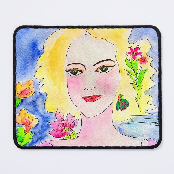 Item preview, Soft floral woman portrait calm mood designed and sold by UnicornPalette.