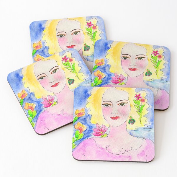 Item preview, Soft floral woman portrait calm mood designed and sold by UnicornPalette.