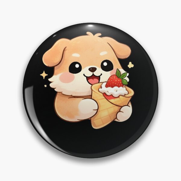 Item preview, Adorable Kawaii Puppy with Strawberry Waffle Cone designed and sold by Trendora90.