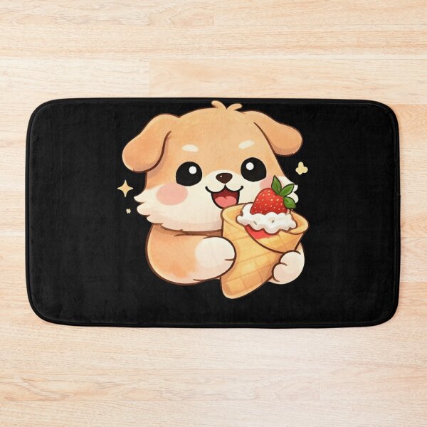 Item preview, Adorable Kawaii Puppy with Strawberry Waffle Cone designed and sold by Trendora90.