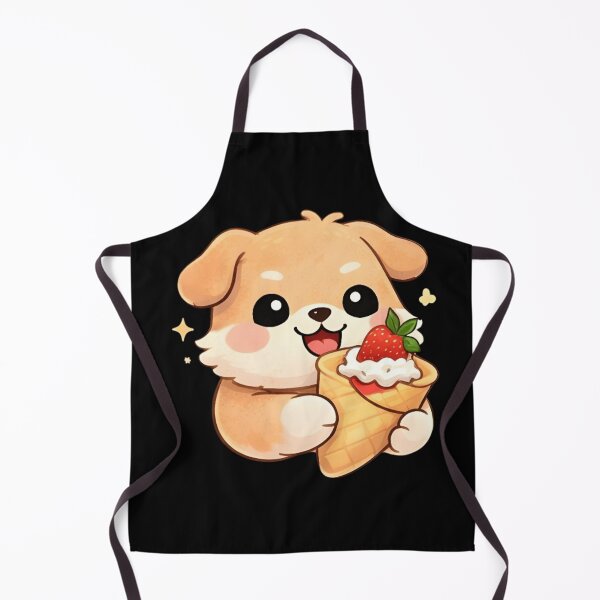 Item preview, Adorable Kawaii Puppy with Strawberry Waffle Cone designed and sold by Trendora90.