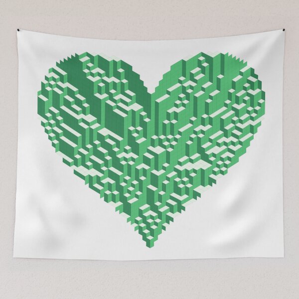 Item preview, Geometric Lozenge Tiling Art Print - Emerald Dream Heart designed and sold by tilinger.
