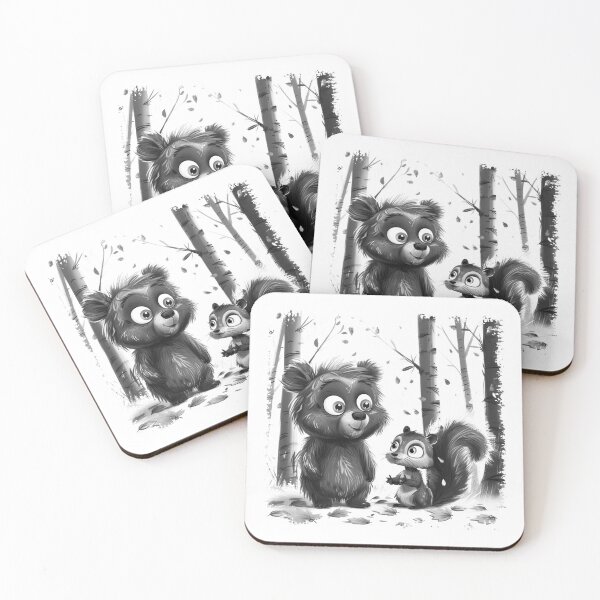 Item preview, Cute Bear and Squirrel Forest Friends Woodland Animal Design designed and sold by inkoutninja.
