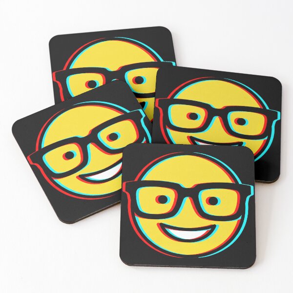 Item preview, Retro Glitch Nerd Emoji With Glasses Graphic Art designed and sold by seven things shop.