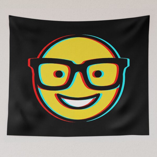 Item preview, Retro Glitch Nerd Emoji With Glasses Graphic Art designed and sold by seven things shop.