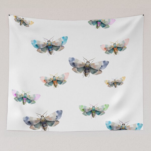 Item preview, Colorful Moths Flock designed and sold by AnimaliaStar.