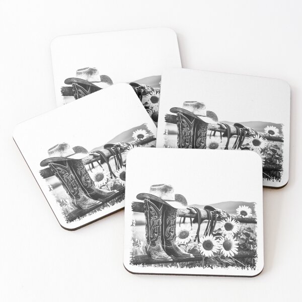 Item preview, Cowgirl Boots and Sunflowers Western Country Rustic Design designed and sold by inkoutninja.