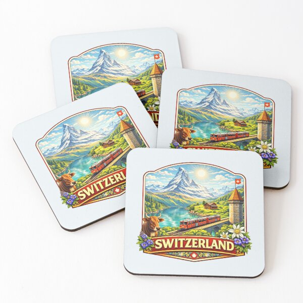 Item preview, Switzerland - Alpine Lake and Swiss Train designed and sold by Myra365Art.