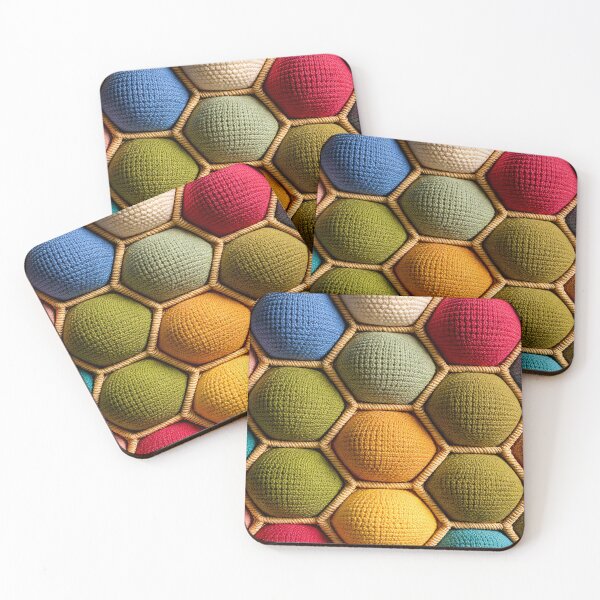 Item preview, Colorful Crochet Hexagon Pattern Cozy Boho Geometric Textile Design designed and sold by Kaleidoscope Print.