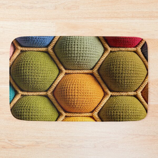 Item preview, Colorful Crochet Hexagon Pattern Cozy Boho Geometric Textile Design designed and sold by Kaleidoscope Print.
