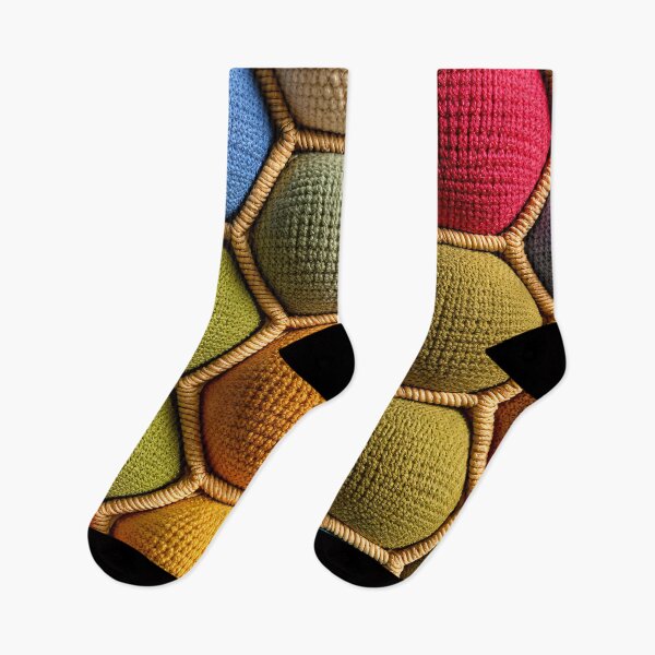 Item preview, Colorful Crochet Hexagon Pattern Cozy Boho Geometric Textile Design designed and sold by Kaleidoscope Print.