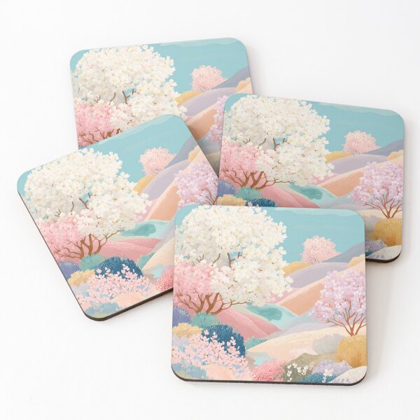 Item preview, Blossoming Spring Trees in Soft Pastel Landscape designed and sold by BobaBunny76.