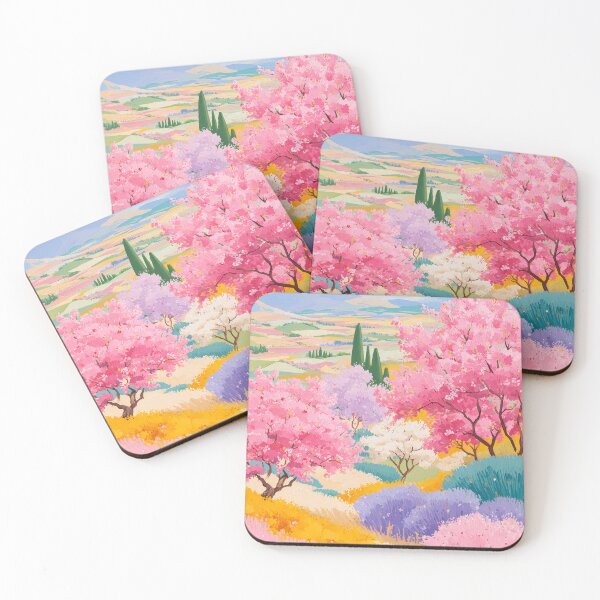 Item preview, Blossoming Spring Trees in Soft Pastel Landscape designed and sold by BobaBunny76.