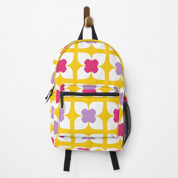 Artikelvorschau, Sonnengelbe Tragetasche mit floralem Fliesenmuster – Leuchtendes geometrisches Blumenmuster entworfen und verkauft von FestivityFinds.