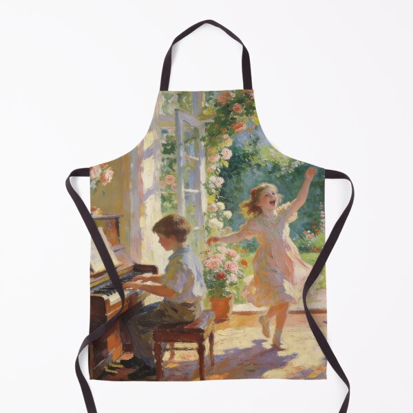 Item preview, Dreamy Interior Garden Artwork, Children Dancing, Singing & Playing Piano with Roses & Music Scene designed and sold by BlareBlare.