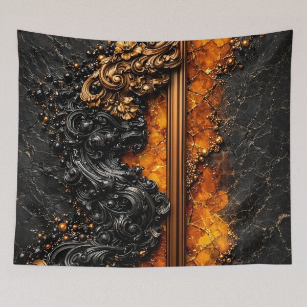 Item preview, Black and Gold Baroque Abstract Luxury Texture on Dark Marble Background designed and sold by Kaleidoscope Print.