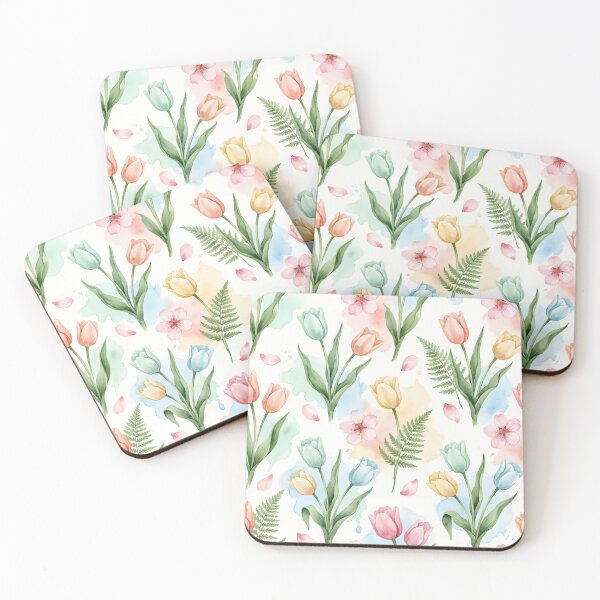 Item preview, Watercolor Tulip Duvet Cover — Pastel Floral Bedding, Spring Botanical Comforter designed and sold by FestivityFinds.
