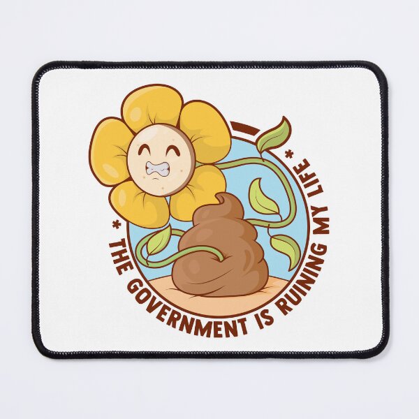 Item preview, Funny dark humor flower poop design – “The Government is ruining my life” sarcastic cartoon (on light colors) designed and sold by messy-nessie.