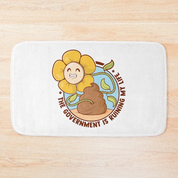 Item preview, Funny dark humor flower poop design – “The Government is ruining my life” sarcastic cartoon (on light colors) designed and sold by messy-nessie.