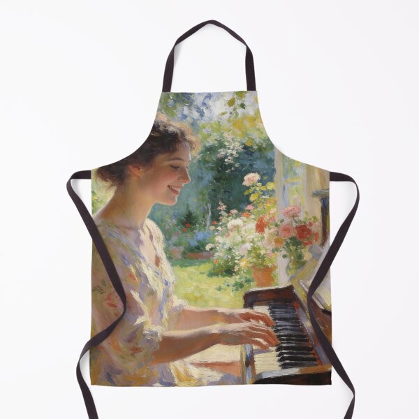 Artikelvorschau, Impressionist Living Room Garden Painting, Roses, Piano & Woman Wall Art entworfen und verkauft von BlareBlare.